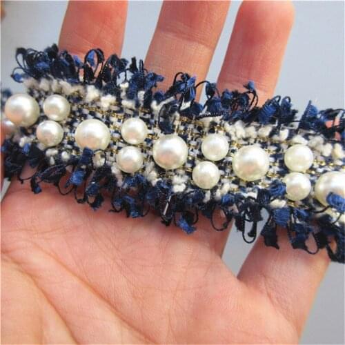 2 Yard Nylon Pear Beaded Lace Edge Trim Ribbon Applique DIY Sewing Craft Crochet Fabric Edging Trimmings Vintage Wedding Dress