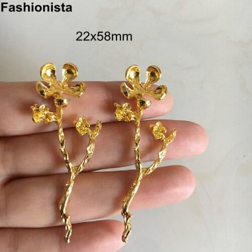 20 pcs - Metal Casted Flower Branch Embellishment 22x58mm Gold/KC Gold/Silver-color,Decor For Jewel Handmade Crafts -U