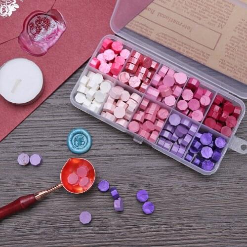 200pcs/box Retro Octagon Fire Painting Pills Sealing Wax Grain Vintage Wax Seal Stamp Tablet Beads for Envelope Wedding Stamping