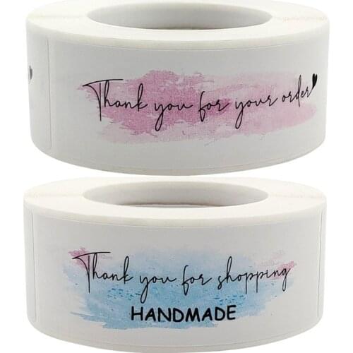 250pcs2.5cm*7.5cm Sticker Label Thank You Handmade Sticker Gift Merchandise Package Sealing Label Paper Supplies Decoration