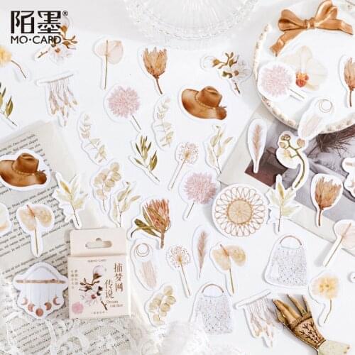 46 Pcs/lot Cute Kawaii Plant Paper Cat Box Stickers Calendar Diary Journaling Stationery