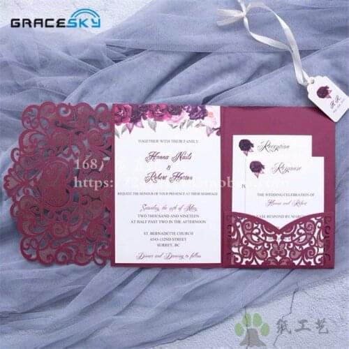 50pcs Free Shipping 2019 New Laser Cut Love Heart Wedding Invitations Card Customized cards with RSVP Cards Wedding Supplies