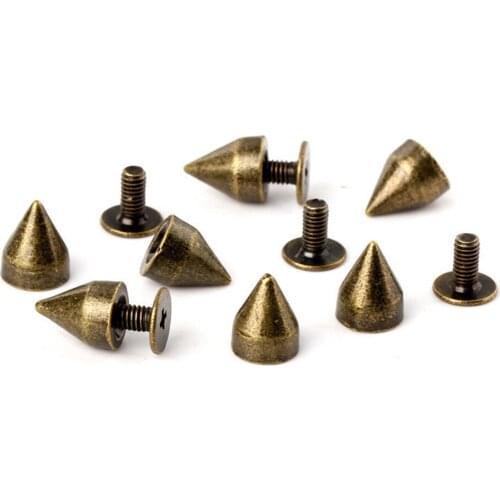 9*7mm 100sets Alloy Spikes Punk Bronze Cone Rivet Studs Spots Leather Craft Bags Bracelet Clothing Shoes Collars Decorate