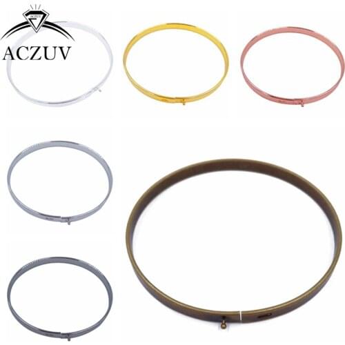 ACZUV 50pcs 7 Colors Silver Gold Antique Bronze Copper Metal 60mm Circle Ring Bracelet Cuffs Bangle Wristband BBS020