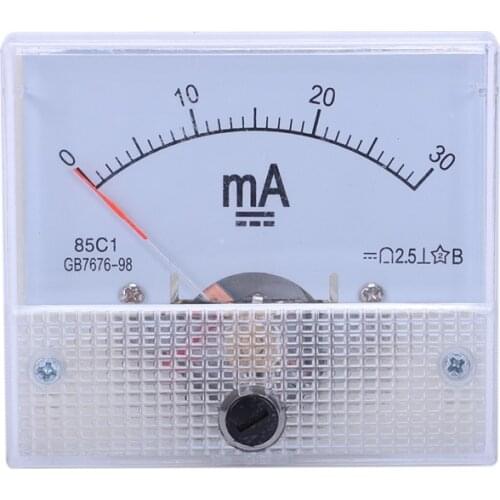 DC 0-30MA Analog Current Panel Meter Ammeter 85C1 30MA, White