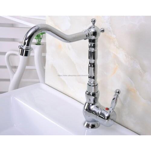 Deck Mounted Single Handle Hole Bathroom Sink Mixer Faucet Polished Chrome Hot and Cold Water Mixer Tap Nnf671