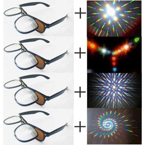Black flip up eyewear diffraction glasses 13500 line fireworks lens