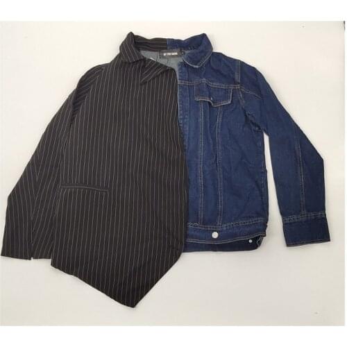 Getspring Women Coat Vintage Stripe Denim Coats And Jackets Women Irregular Casual Spring/autumn Jaket Coats Women 2021 Fashion