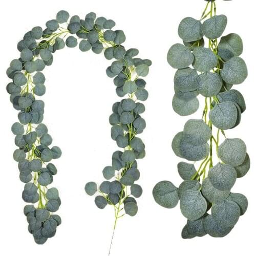 2pcs 2M Artificial Eucalyptus Garland Greenery Garland Eucalyptus Leaves Vines Plants for Wedding Arch Wall Garden Decoration