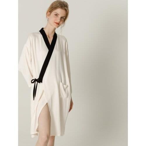 Viscose Women White Color Kimono Robe Female Long Sleeve Autumn Women Sleepwear Clothes Kimono Homewear Fluffy Robe