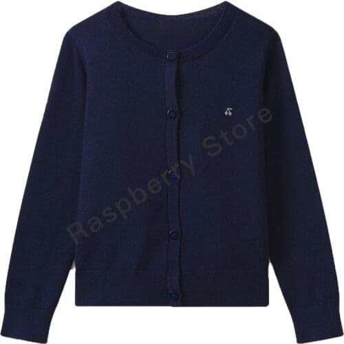 Pre-sale September 28th Girls Cardigan Navy 80%Wool Warm BP Style