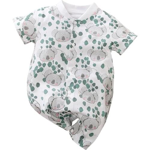 Newborns Baby Clothes Summer Romper Short Sleeves Cotton Kaola Cartoon Print Boy Girls Jumpsuit