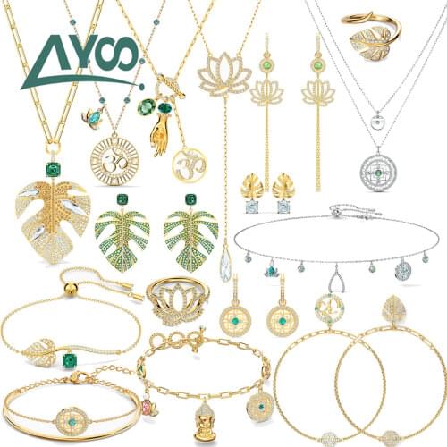 SWA Fashion Jewelry Original 1:1 Charm TROPICAL Tropical Elements Midsummer Leaf Earrings Necklace Bracelet Romantic Gift