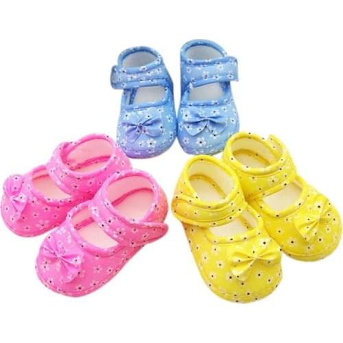 2021 Hot Selling Baby Boy Shoes And Baby Girl Shoes First Walkers Kids Baby Bowknot Printing Newborn Cloth Shoes Scarpe Bambino