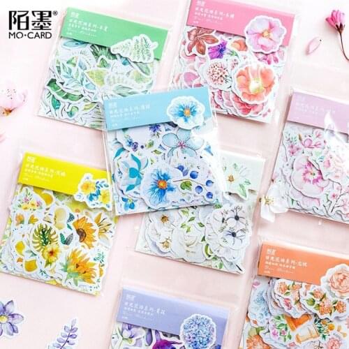 45 Pcs/Lot Beautiful Flowers Plants Paper Sticker DIY Decorative Diary Scrapbook Planner Stickers Aesthetic Kawaii Stationery