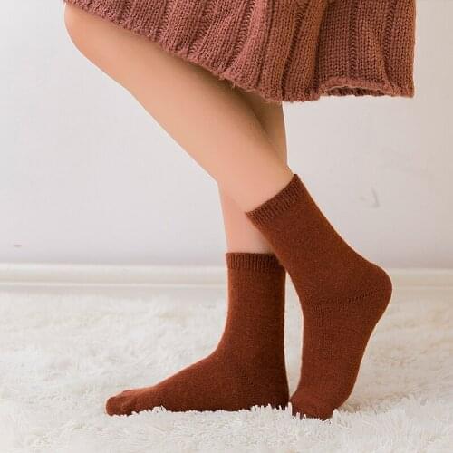 Fall and Winter New Style Wool flat Womens Socks Happy Socks Pure color 7-day socks