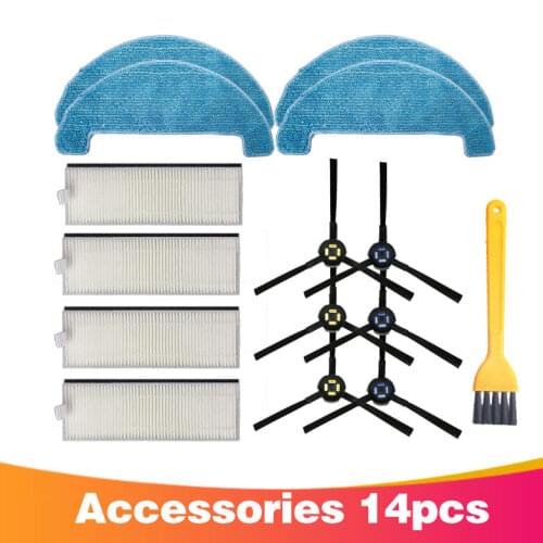 Main Brush Hepa Filter and Side Brush Primary Dust Air Filter for ILIFE A7 A9S Floor Vacuum Cleaner Robot Replacement