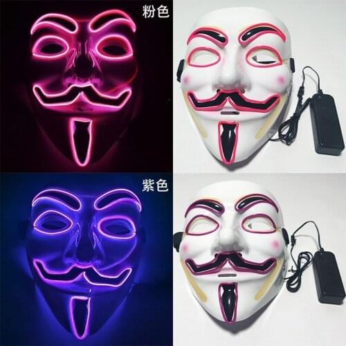 Movie theme character Halloween party dress up V for Vendetta Cold light LED flashing mask Tik Tok the same bar dance party mask