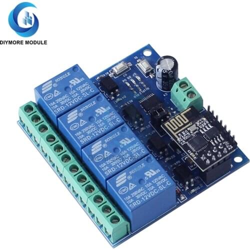 DC 12V WiFi Relay Module 4 Channel ESP8266 ESP-01 Wireless Relay Switch Board Phone APP Remote Control for IOT Smart Home