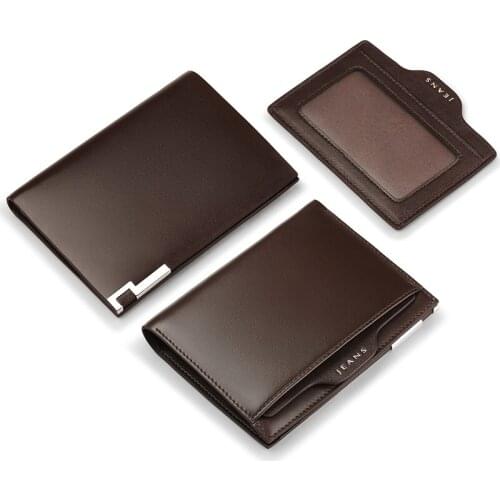 RFID Men Wallet 100% Genuine Leather Coin Purse Card Holder Passport Cover Money Clip 2021 New Fashion Simplicity Short Wallets