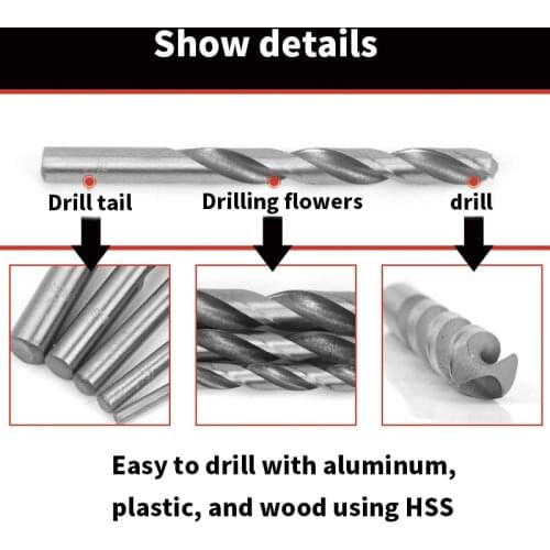 High-quality high-speed steel twist drill, suitable for stainless steel, aluminum alloy, wood and other materials