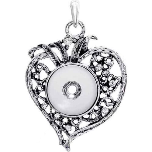 Rhinestones Heart 160 Ginger 18mm Snap Button Jewelry Pendants Necklace Interchangeable Charm Jewelry For Women gift