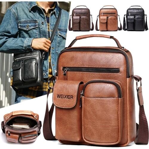 Men Briefcase Bag High Quality Business Famous Brand Leather Shoulder Messenger Bags Office Handbag 13.3 inch Laptop