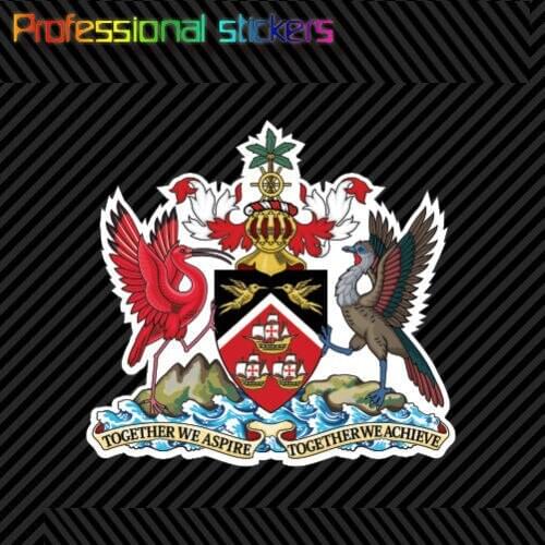 Trinidadian Coat of Arms Sticker Decal Vinyl Trinidad and Tobago Flag TTO TO Stickers for Cars, Bicycles, Laptops, Motos