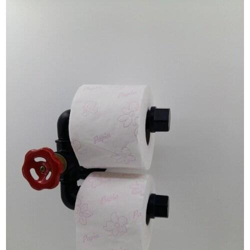 Industrial Style Water Pipe Valve Accessorized Redundant Toilet Paper Hanger Metal wall storage tube roll napkin for Hanger Hotel