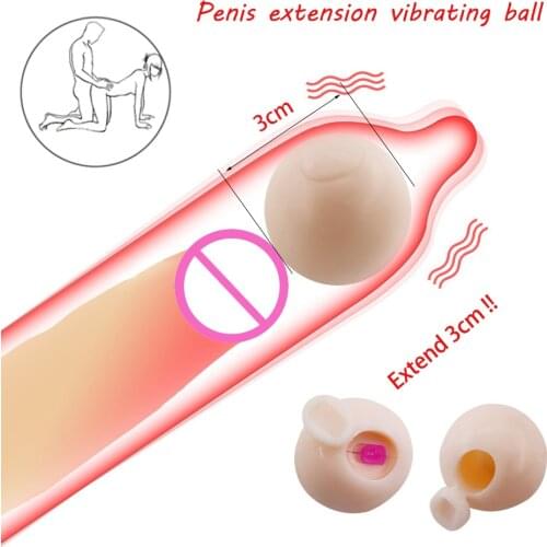 Vibrator For Men Penis Extender Beads Penis Sleeve Enlargement Sex Toys For Male Couple Soft Head Condom Attachment Ball