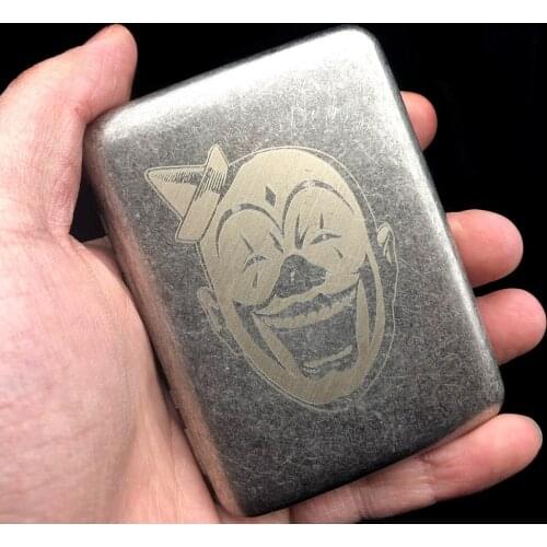Vintage Style Old Sivler Color 16 Regular Size Cigarettes Case Smoking Joker Metal Cigarette Boxes Smoking Holder With Gift Box