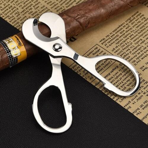 High quality Portable Silver Stainless Steel Cigar Cutter Cigar Scissors for all size