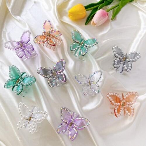 2021 Summer Small Transparent Butterfly Hair Claws Hairpin Cute Transparent Grabs Acrylic Hair Clip For Women Sweet Accessories