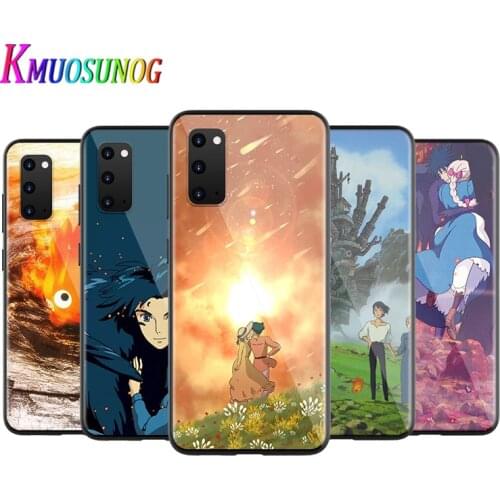 Howls Moving Castle for Samsung Note 20 S20 Ultra Plus A91 A71 A51 A41 A31 A21 A21S A11 A01 Bright Black Phone Case