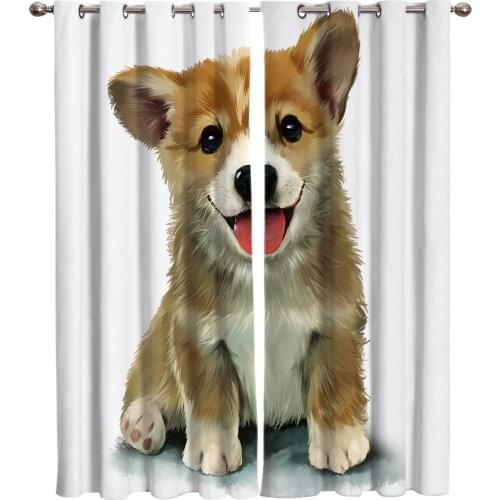 Corgi Dog Cute Pets Kids Room Curtains Large Window Window Curtains Living Room Curtains Bedroom Decor Curtain Home Decor Drapes