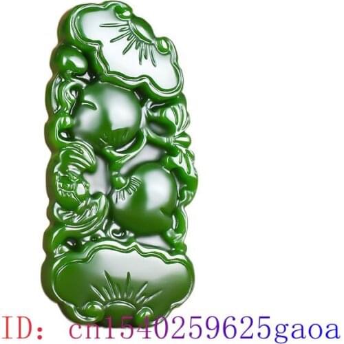 Green Jade Ruyi Pendant Necklace Jewelry Men Chinese Charm Jadeite Carved Natural Fashion Women Gifts Amulet