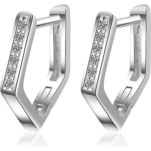 Simple temperament personality popular wild two-color geometry female models silver plated ear rings YE030