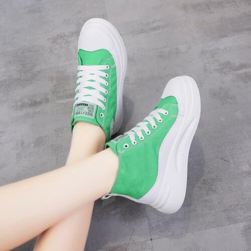 LaceUp Canvas shoes Woman Fashion Martin Boots Students Korea New High Tops Platform Leisure Breathable Skateboard Shoes Lady