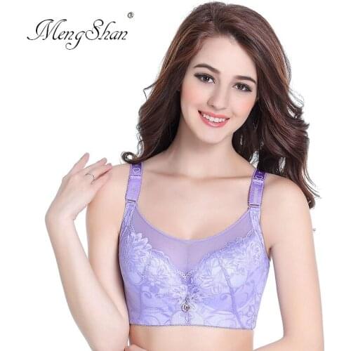 MengShan CDE cup plus size bra Put your chest together and deep V Lace-edged underwear plus size bra 105D 105E push up bra 46E