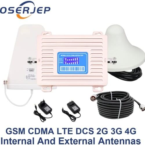 LCD Display CDMA 850 DCS 1800 mhz Dual Band Repeater GSM 2G 3G 4G LTE Phone Amplifier Booster +LPDA /Panel Antenna