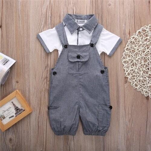 2PCS Newborn Baby Boys Shirt +Suspender Pants Gentleman Cotton Baby Clothing Sets Summer Toddler Infant Boy Outifits Set