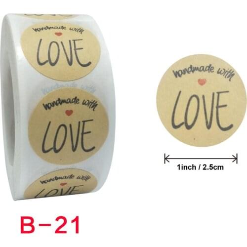 2020 NEW Style Thankyou Circle Handemade Adhesive Stickers Labels Full Color Printing Kraft Color Paper