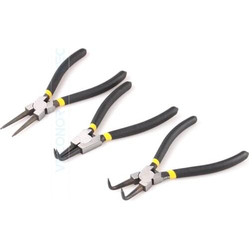 3 Pcs 6" Circlip Pliers Set Internal External Curved Straight Tip Circlip Plier Snap Ring Plier Hand Tools