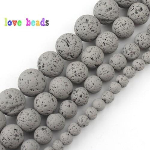 4/6/8/10mm Natural Grey Hematite Lava Stone Round Beads Spacer Loose Matte Beads For Jewelry Making Diy Bracelet Necklace 15"