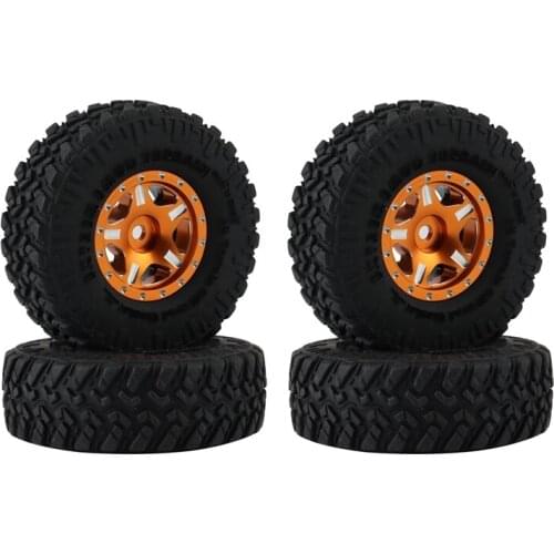 4PCS 52X17mm 1.0 Beadlock Wheel Rims Tires Set For 1/24 RC Crawler Car Axial SCX24 90081 AXI00001 Upgrade Parts