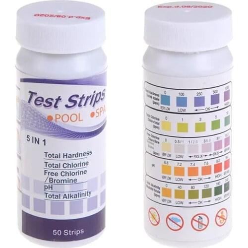 50pcs Multipurpose Chlorine PH Test Strips SPA Swimming Pool Water Tester Paper AC889
