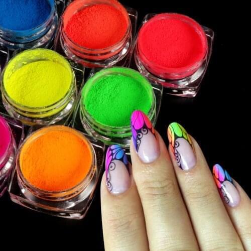 9 Colors Neon Pigment Powder Nail Art Decorations Fluorescent Ombre Nail Glitter Set Gel Polish Manicure Nails Accessories Tools
