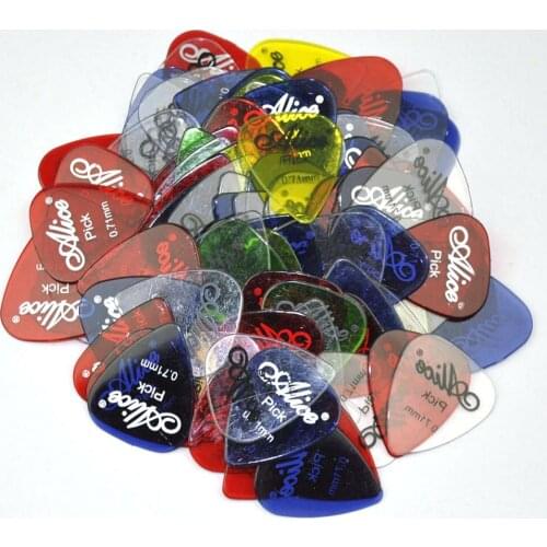 Alice 100pcs Medium 0.71mm Transparent Glossy Guitar Picks Plectrums Polycarbonate For Acoustic Guitar