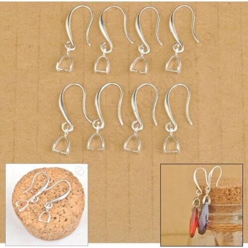 Free Ship 100Pcs Making Beads Jewelry Findings 925 Sterling Silver S Hook Earring Pinch Smooth Earwires SWA Crystal Women Gift