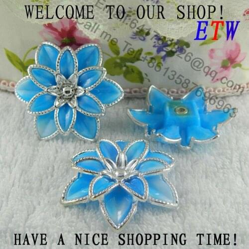 Free shipping 44mm Large Plastic Flower Blue Color 50 pcs/lot Fashion Accessory For Hair Shoes Bag Wholesale and retail